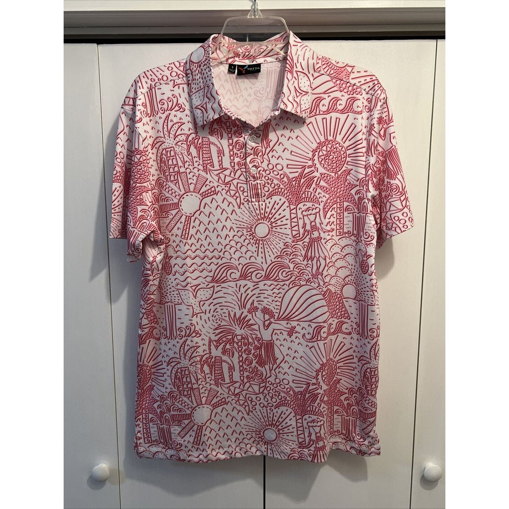 NEW Yatta Golf Polo Shirt Men’s Size S Short Sleeve PINK HAWAII Multicolor